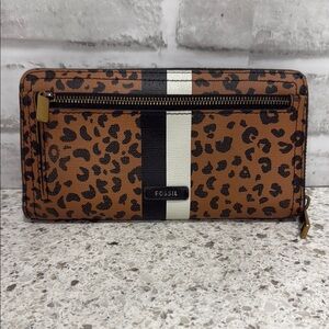 Fossil Vintage Brown and Black Animal Print Wallet